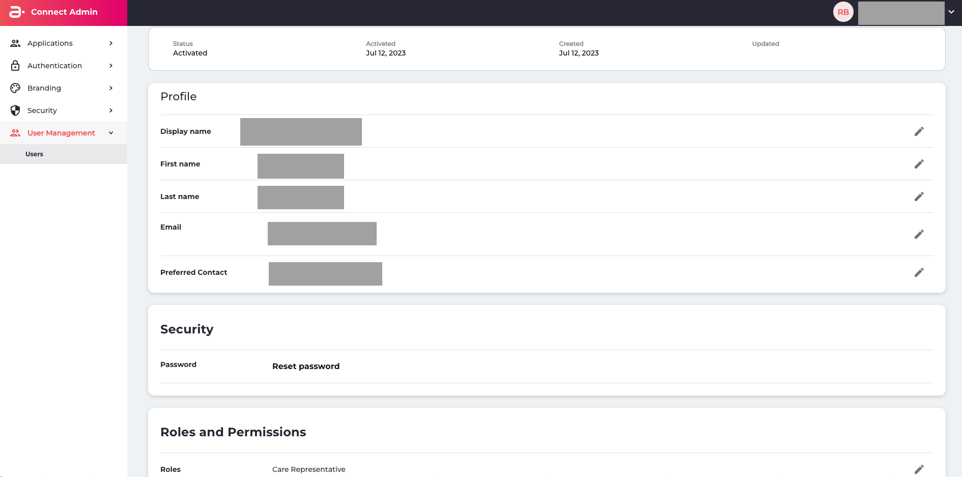 Admin User Details Page