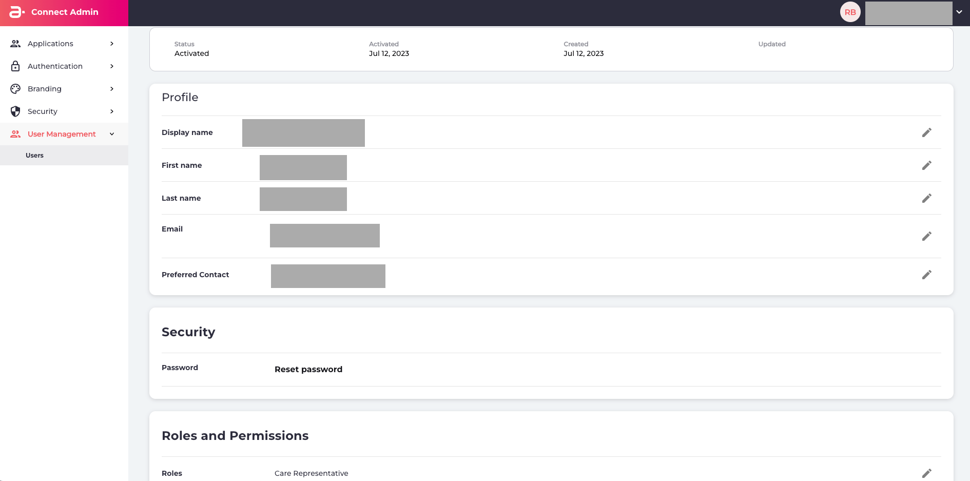 Admin User Details Page