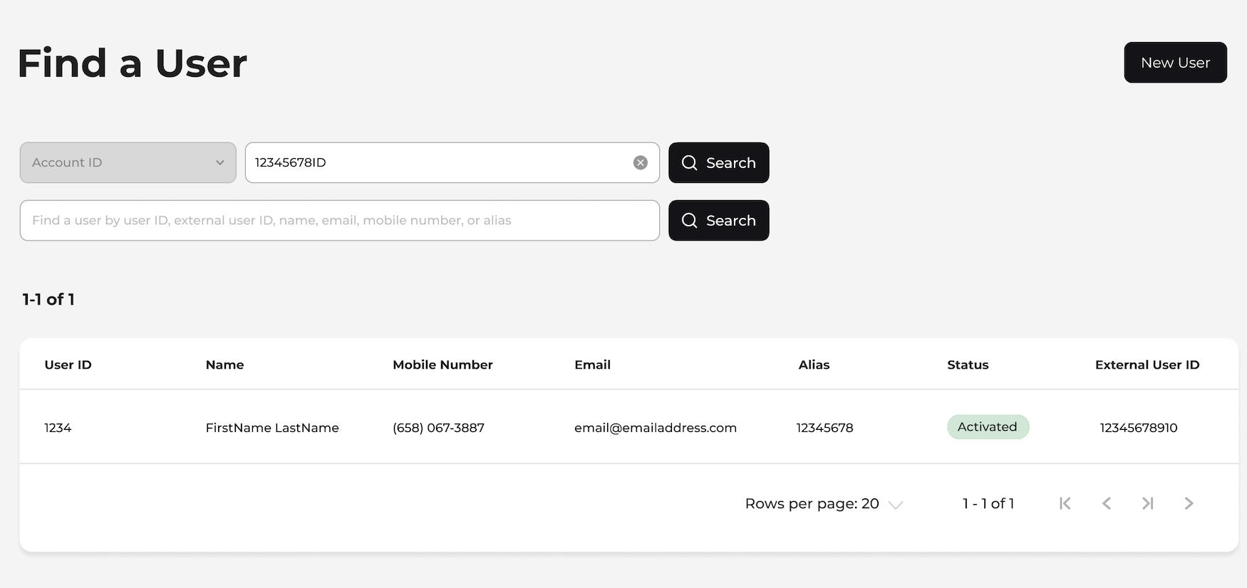Look up user in Care Console
