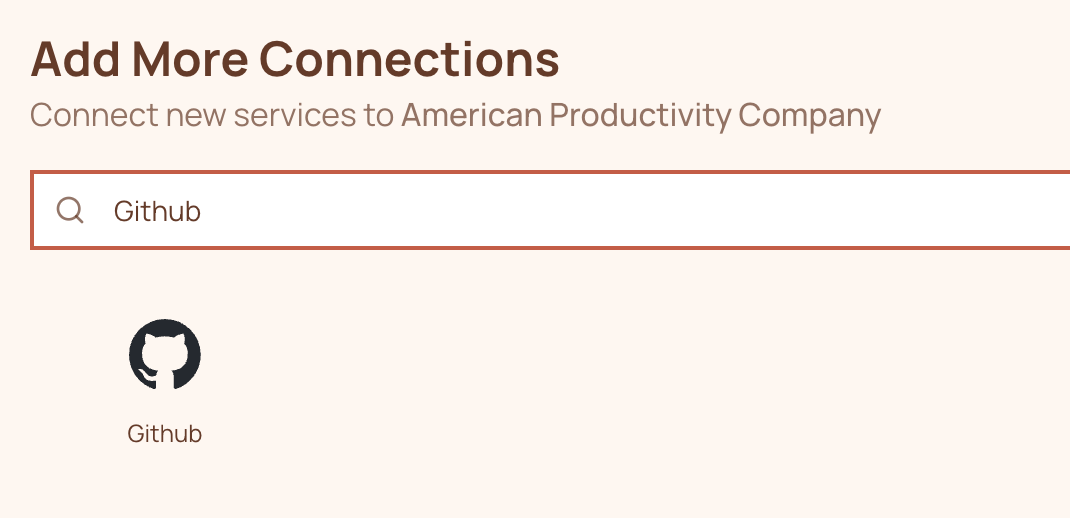 Searching for and selecting a connection on the Add More page