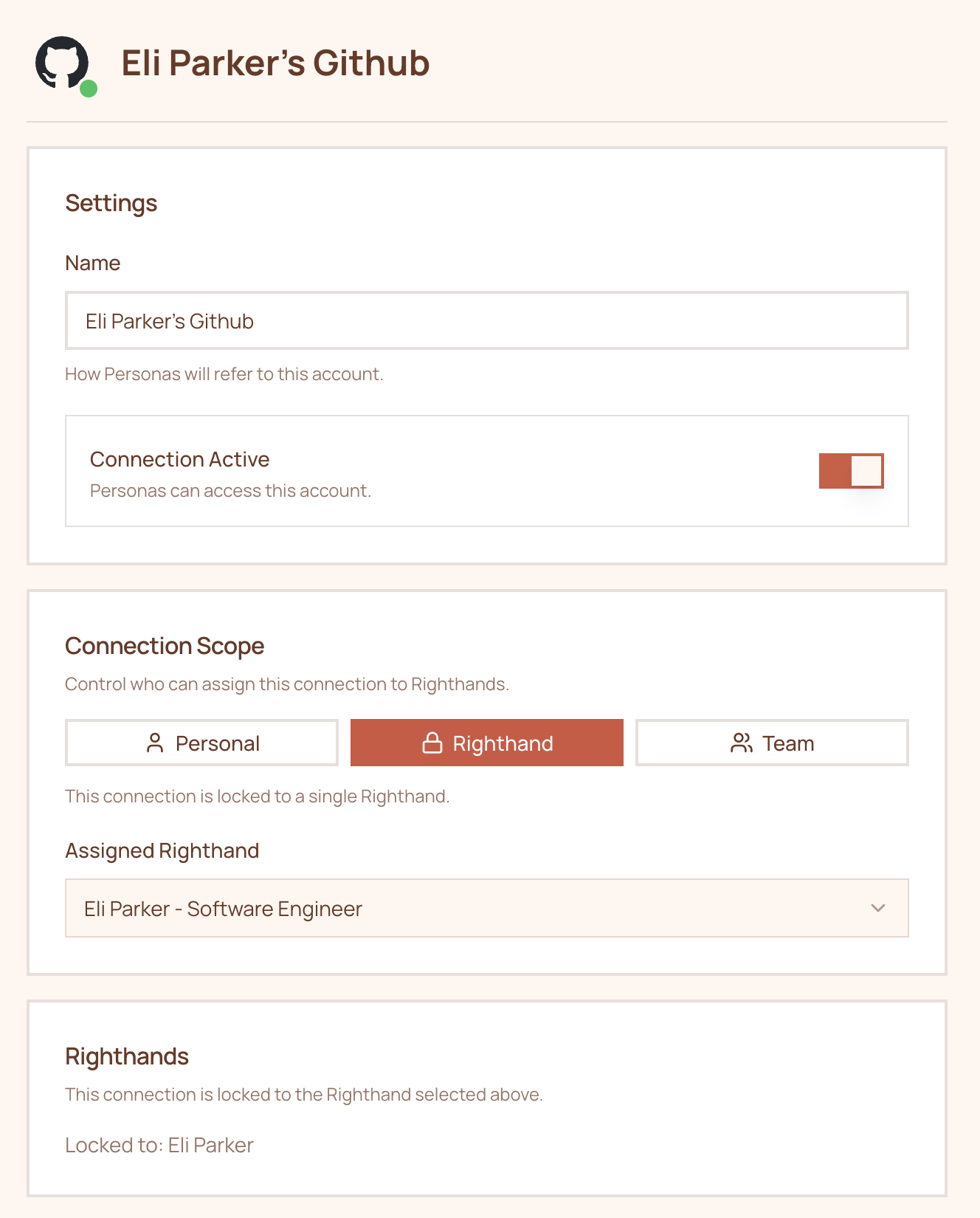 Setting the connection scope to Righthand
