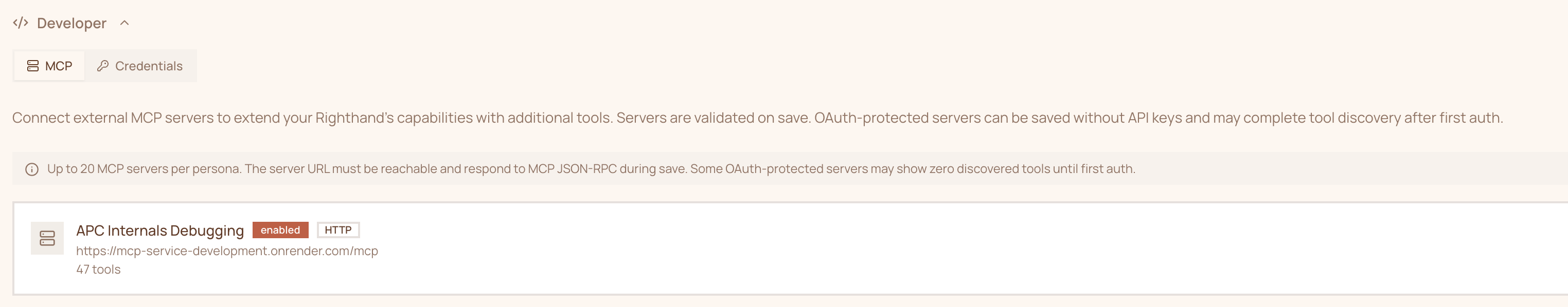 Example of an MCP connection