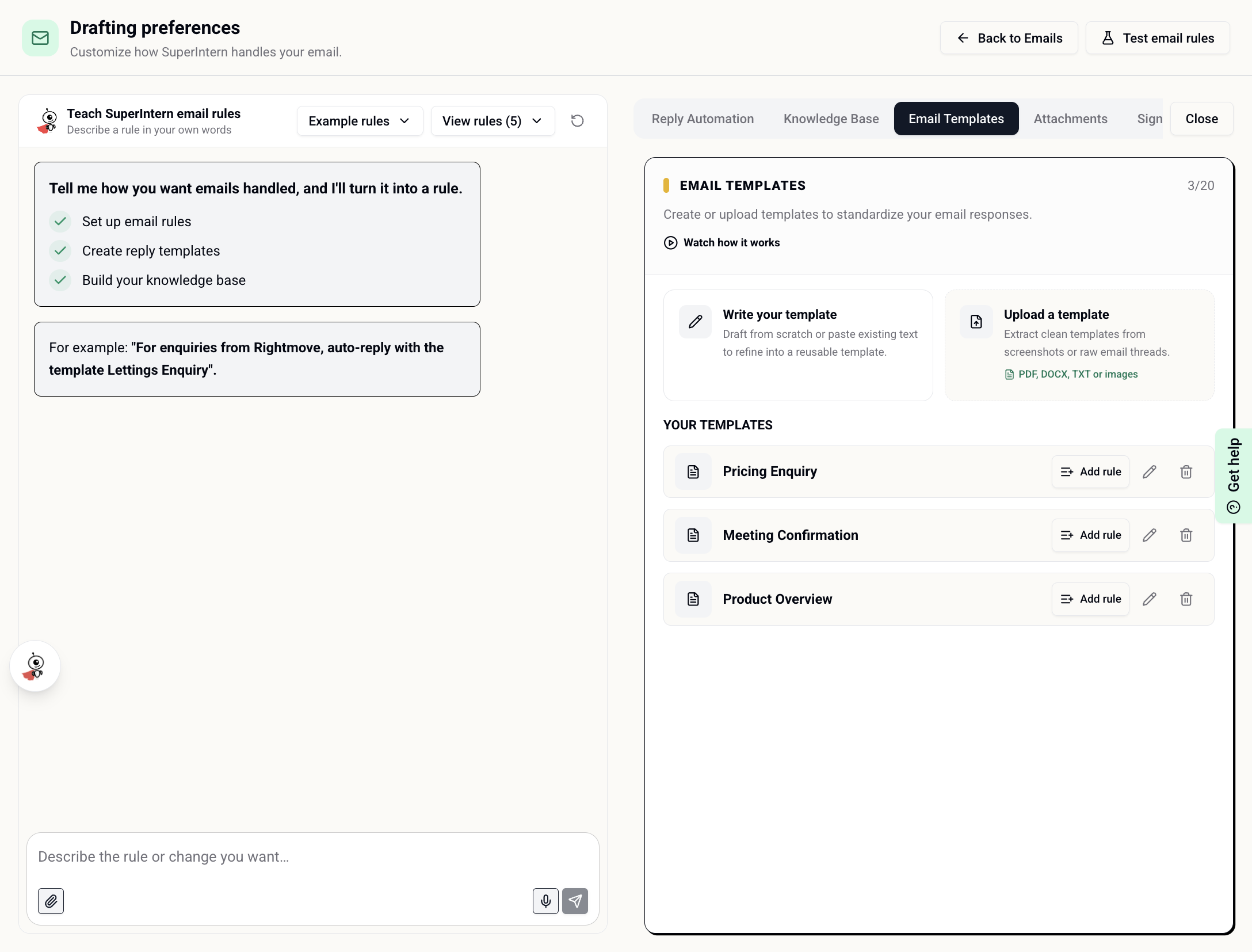 Create, upload, and manage reusable email templates