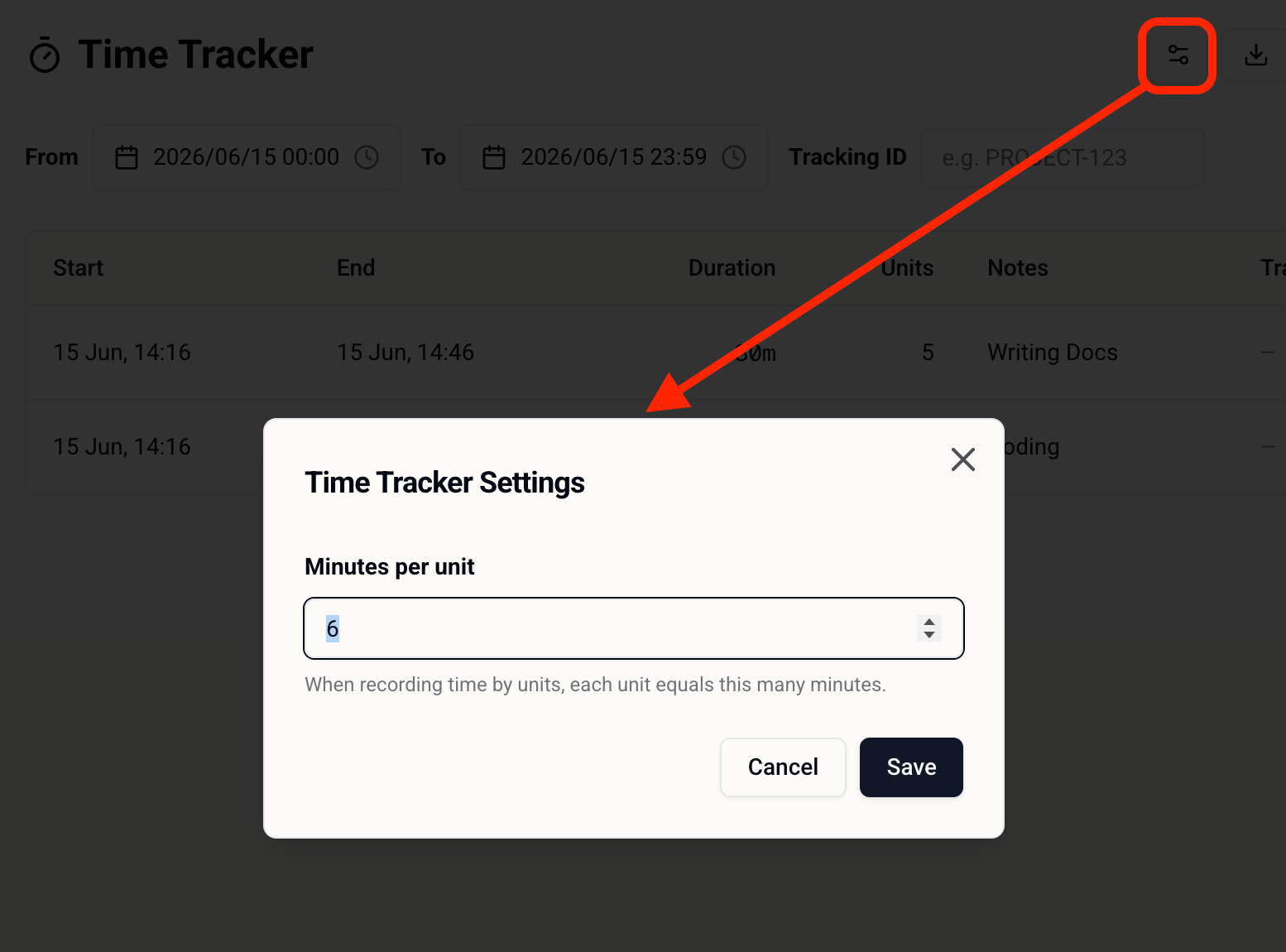 Configuring the Time Tracker