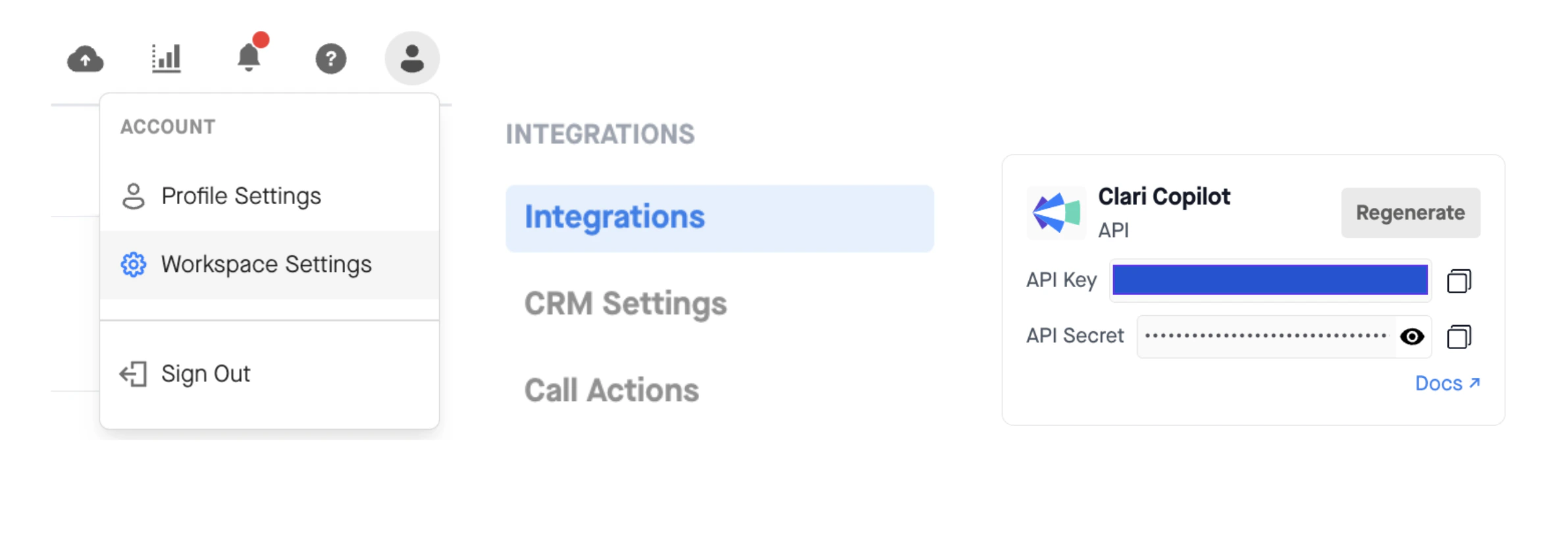 Clari Copilot API Settings