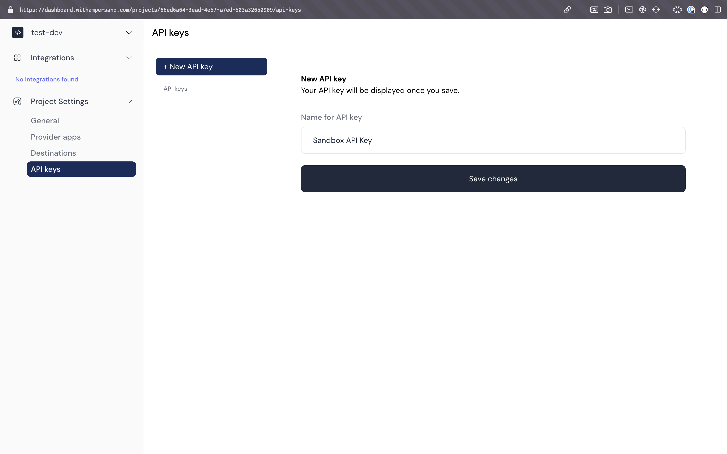 Generating an API key
