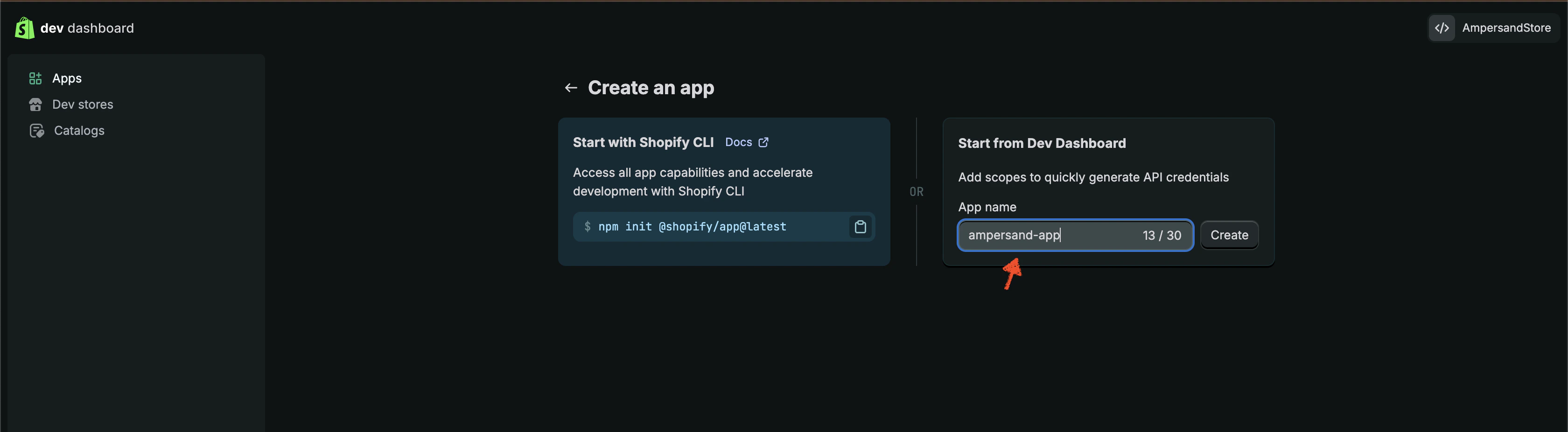 Shopify Partners dashboard (Apps)