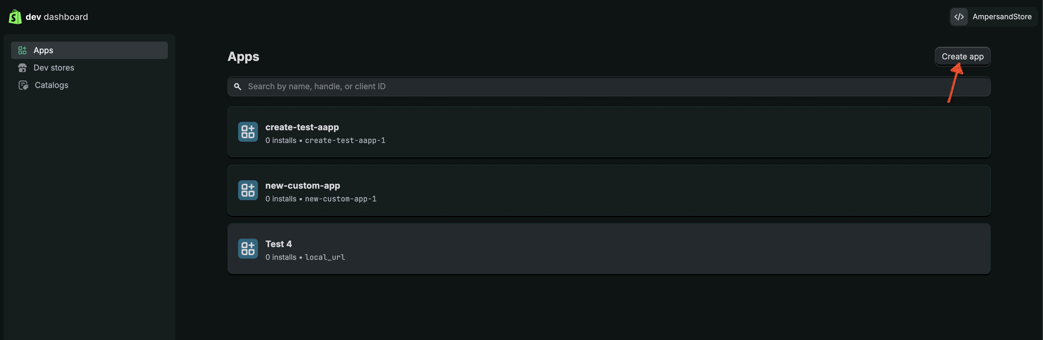 Shopify Partners dashboard (Apps)