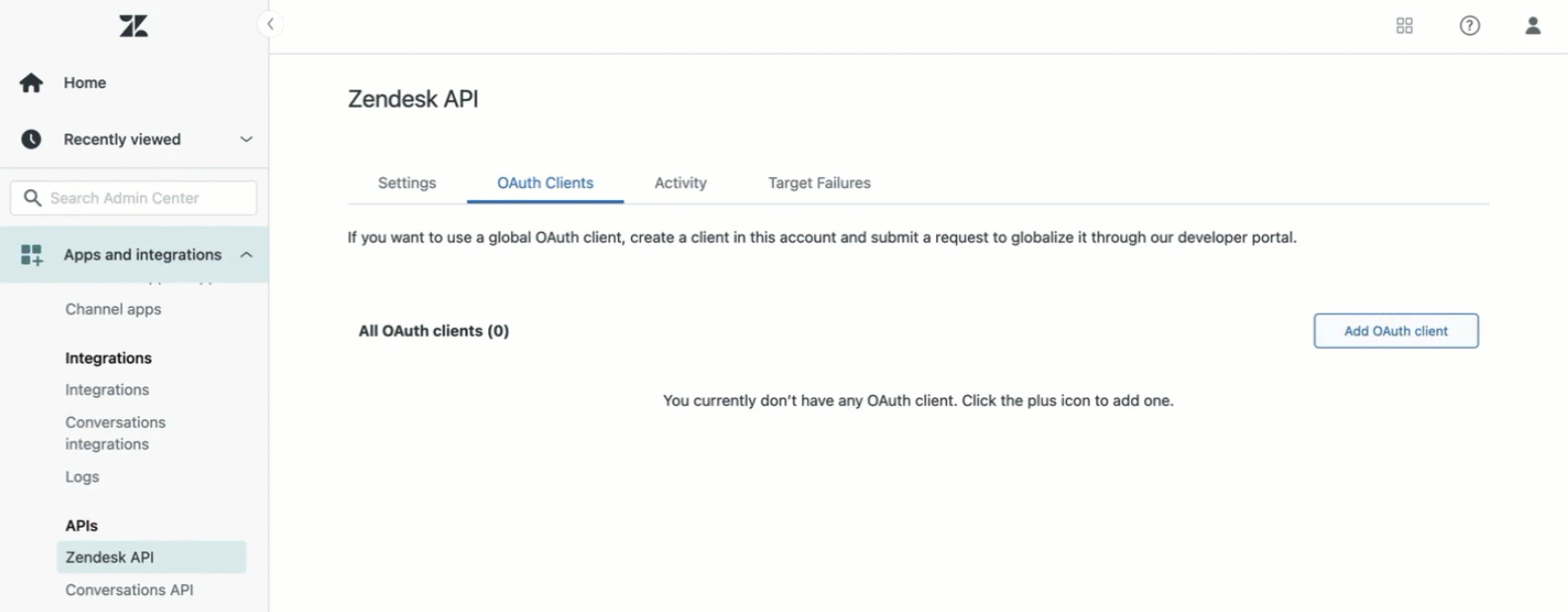 Zendesk Create OAuth Client