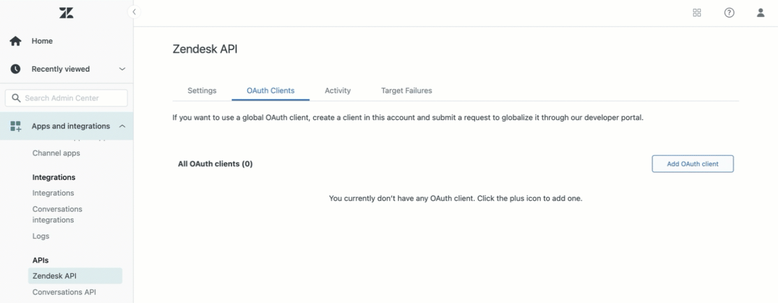 Zendesk Create OAuth Client