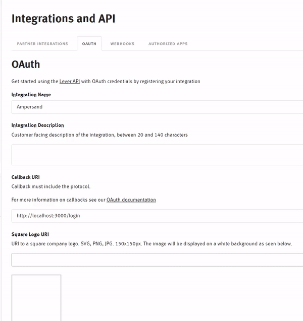 Lever OAuth Creation