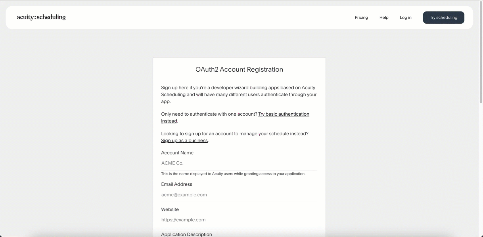 Acuity Scheduling App Creation