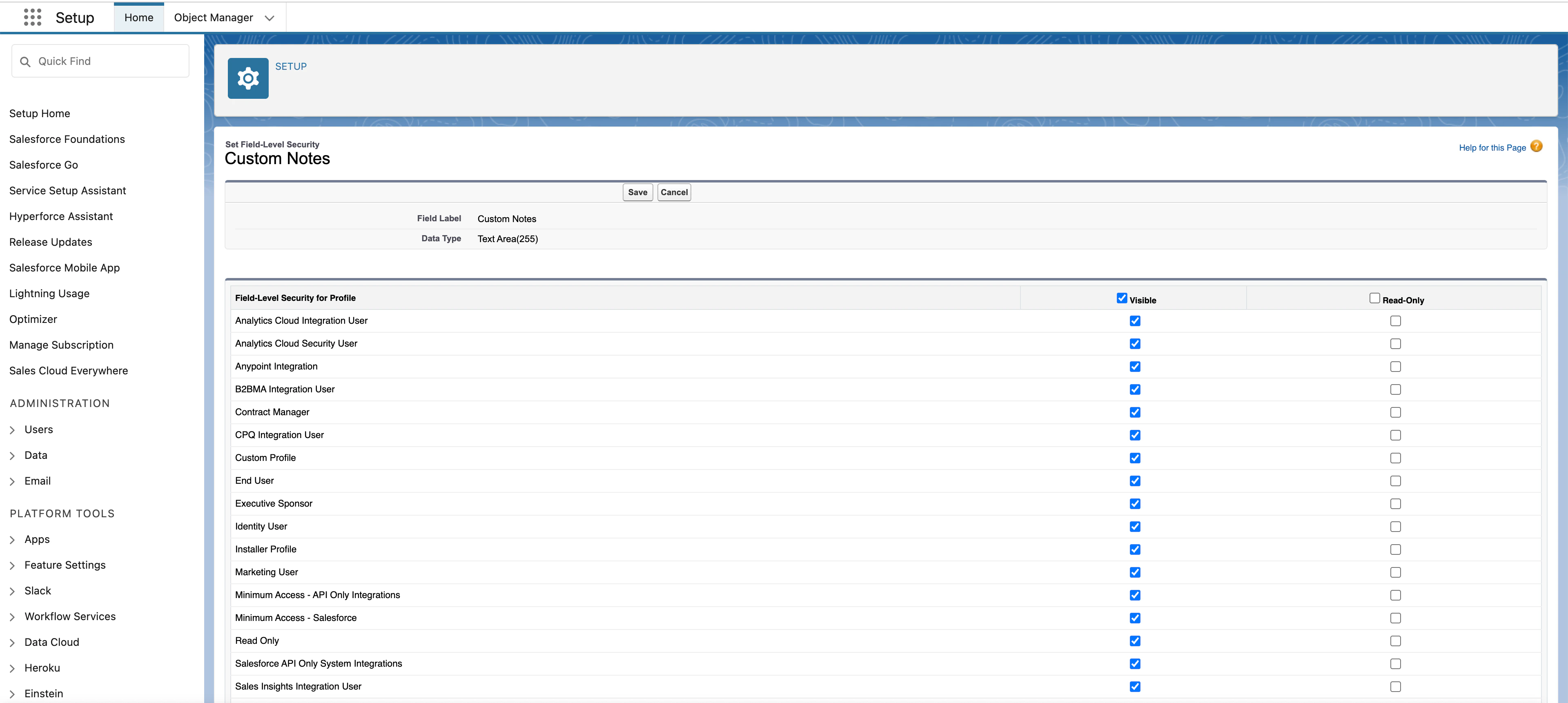 Check Visible for profile