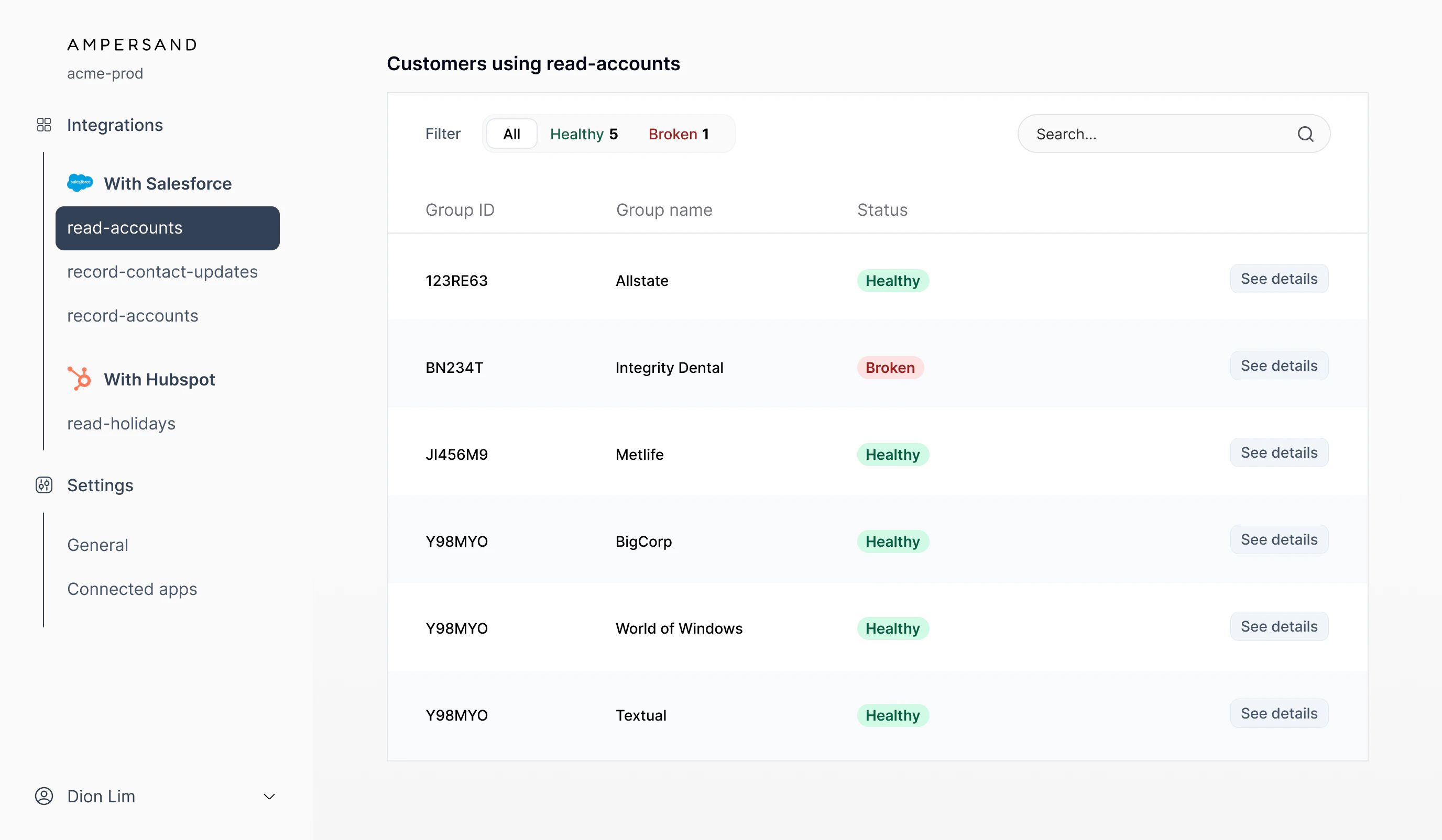 Ampersand Dashboard