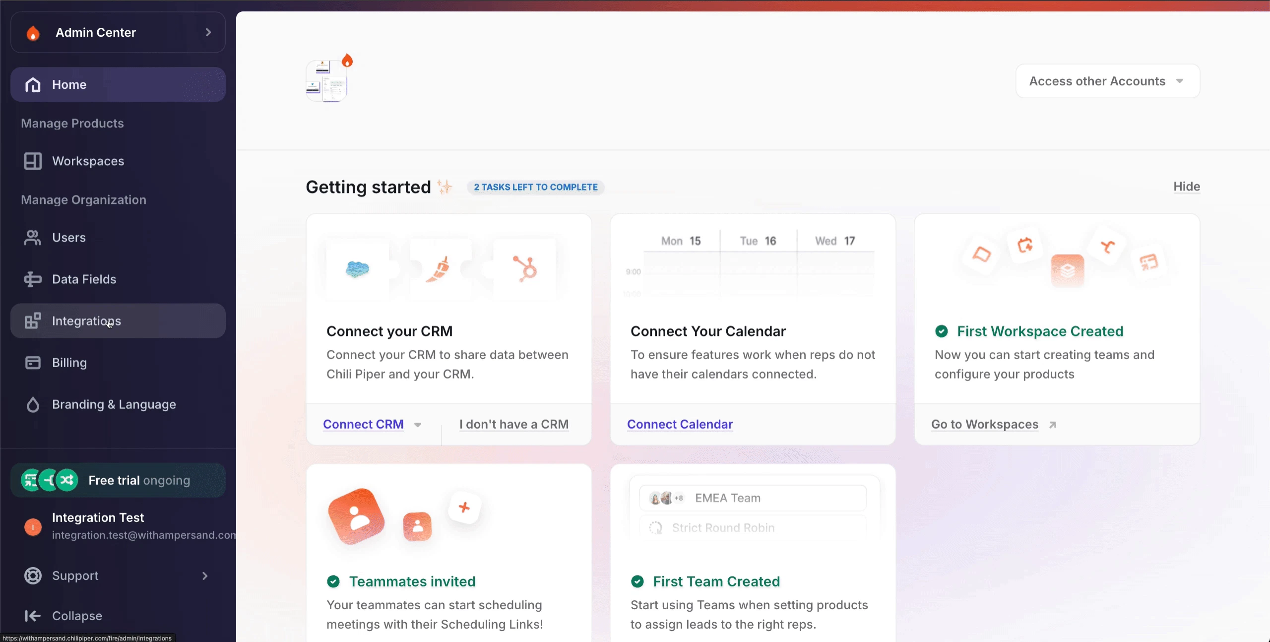ChiliPiper API Key Creation