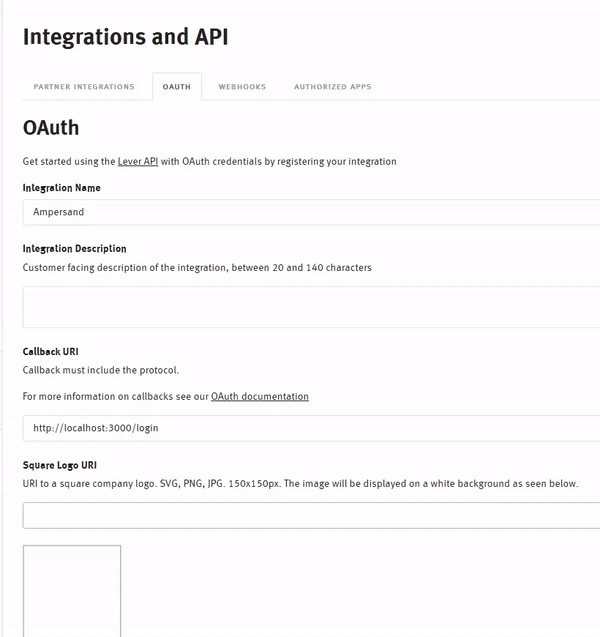 Lever OAuth Creation