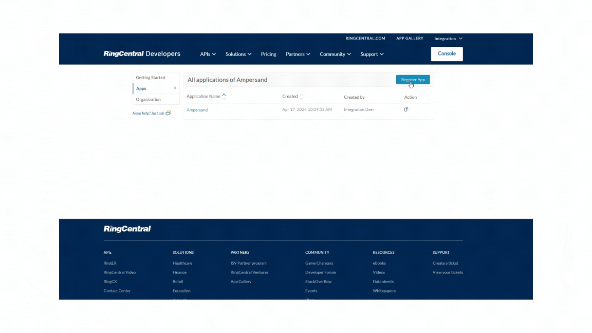 RingCentral OAuth Creation