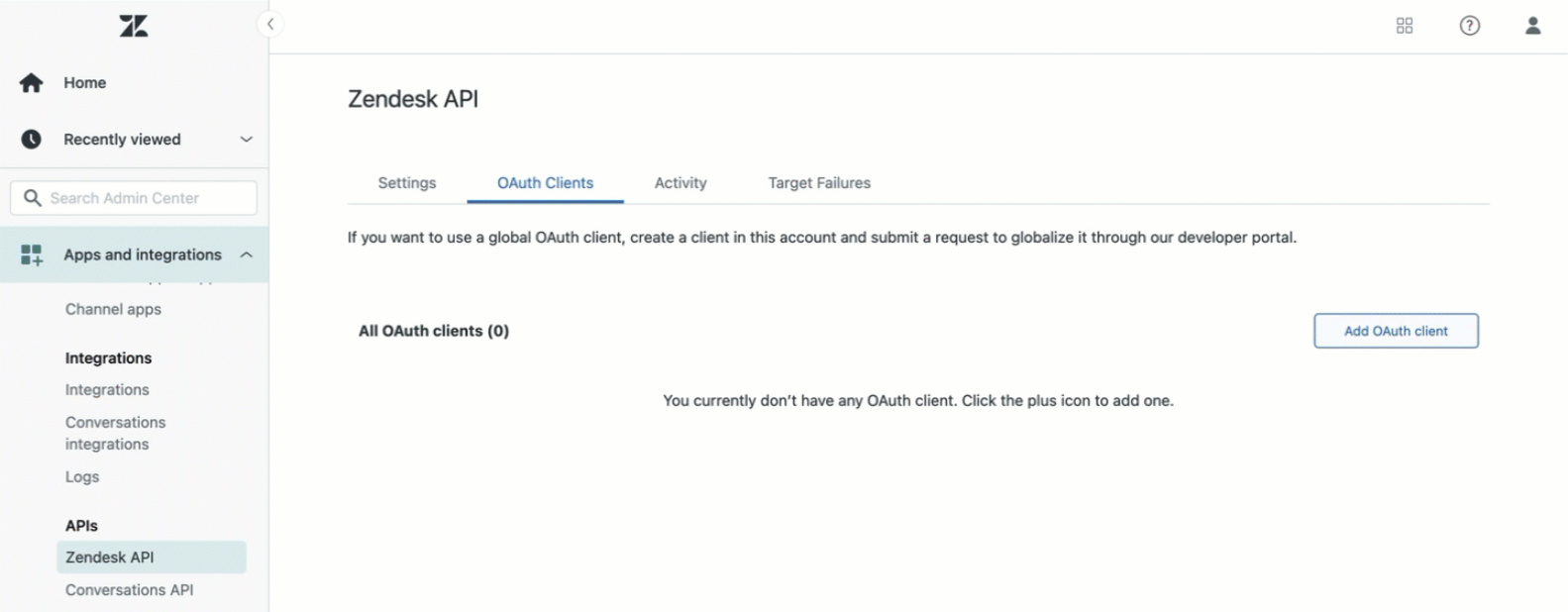 Zendesk Create OAuth Client