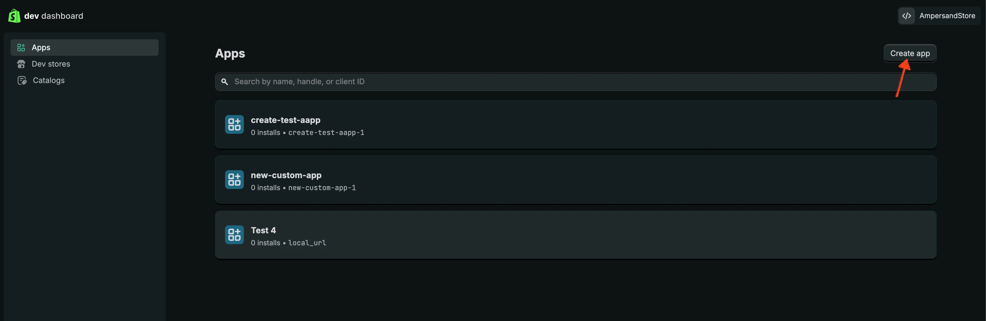 Shopify Partners dashboard (Apps)