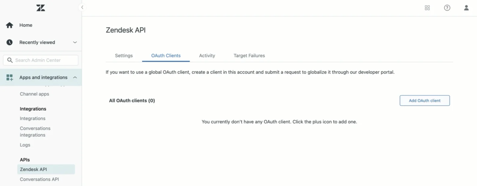 Zendesk Create OAuth Client