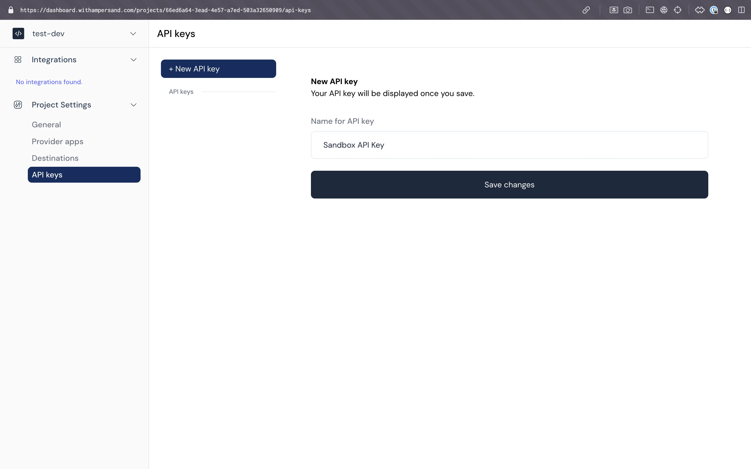 Generating an API key