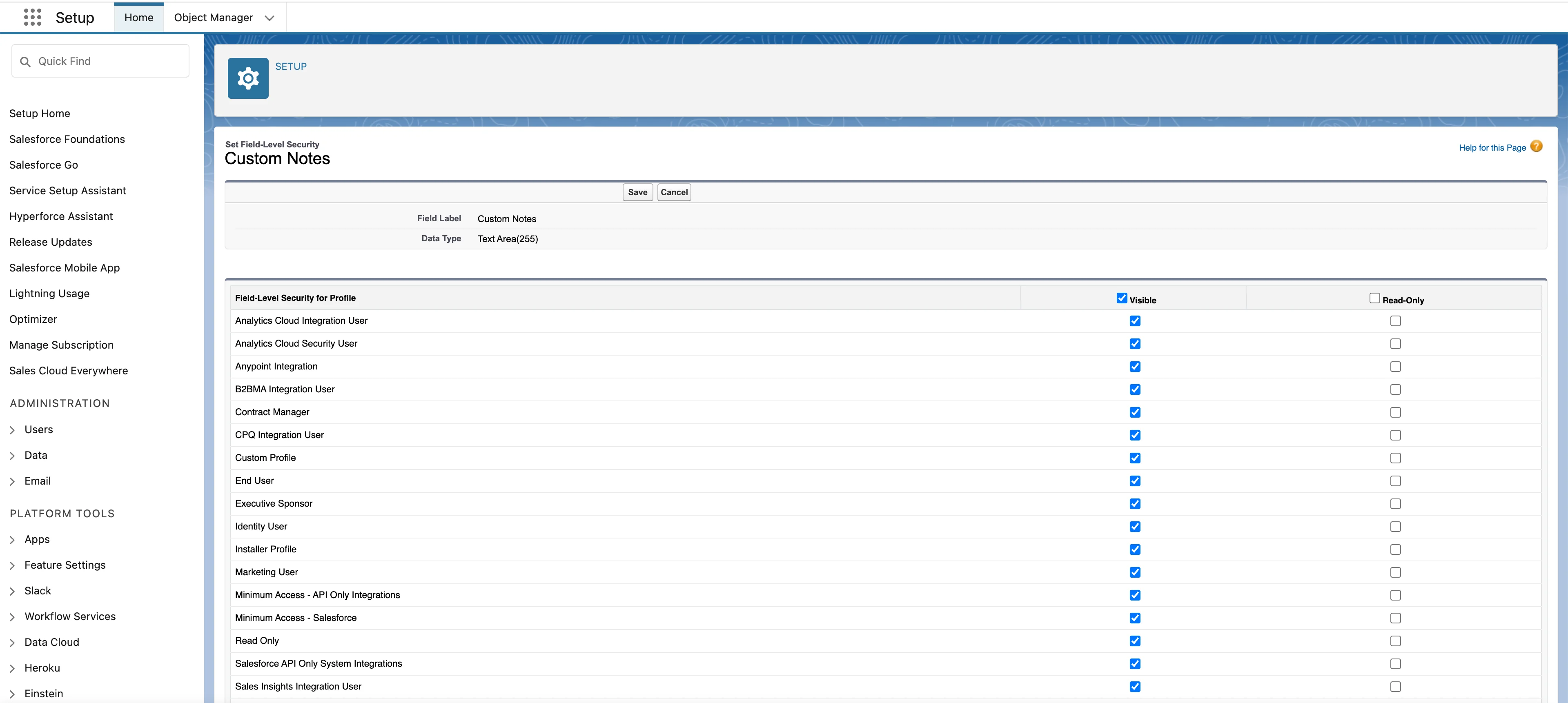 Check Visible for profile