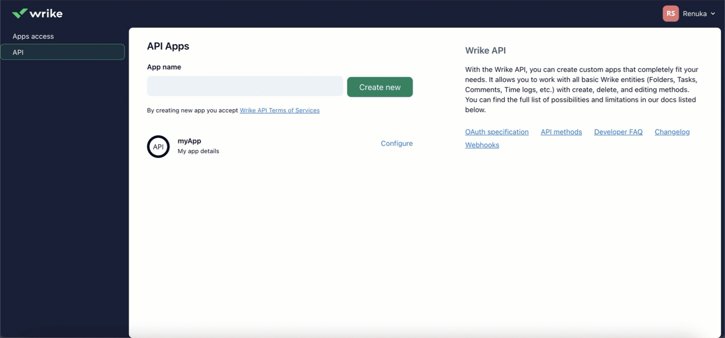 Wrike App Creation