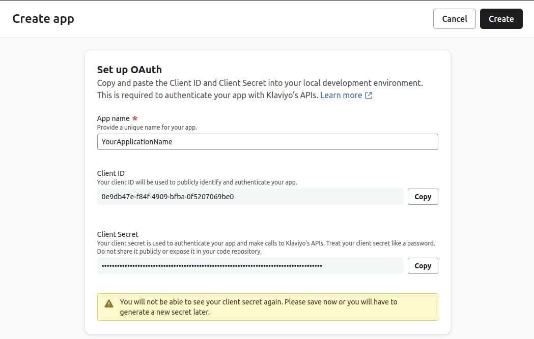 Create App Form