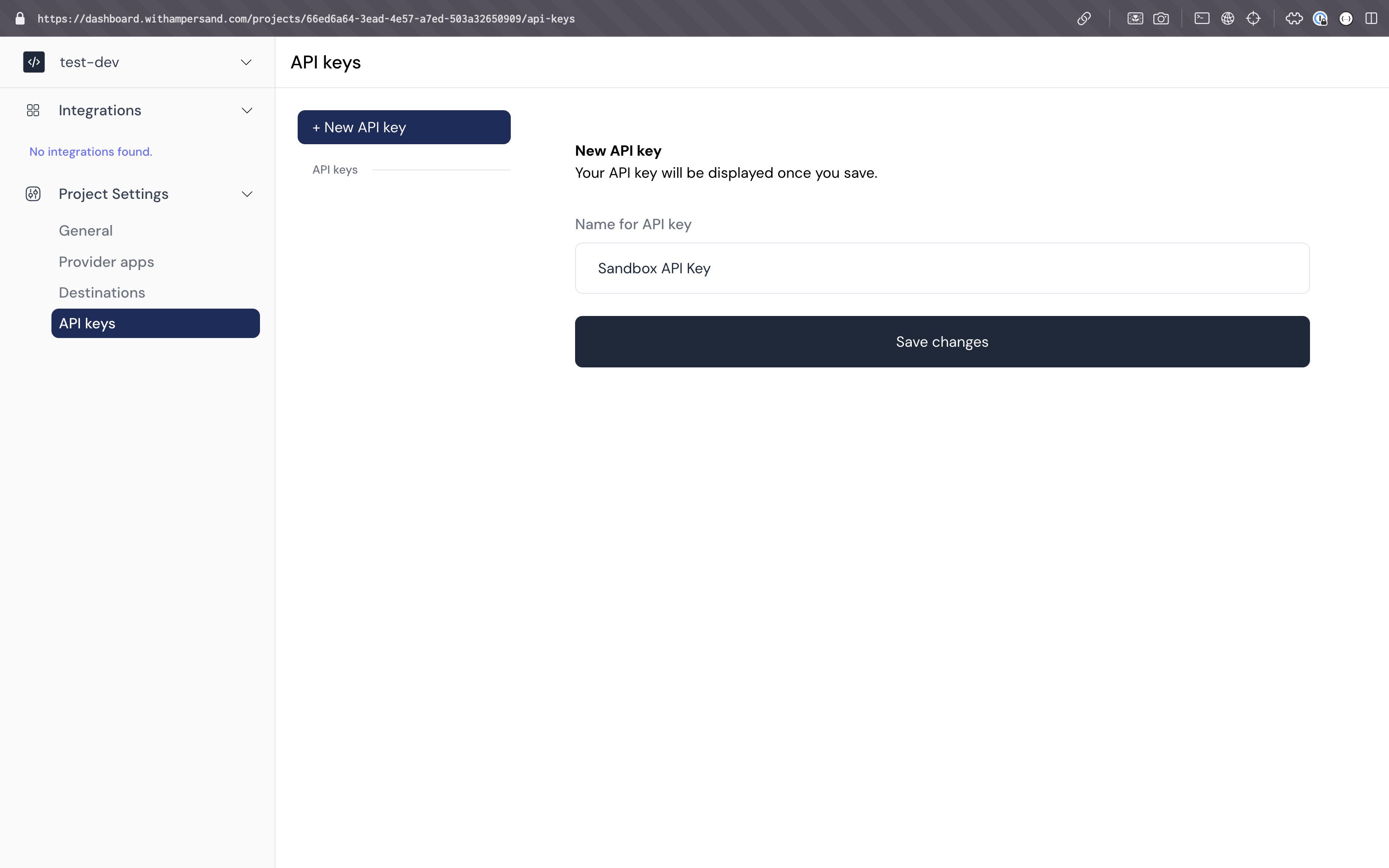 Generating an API key
