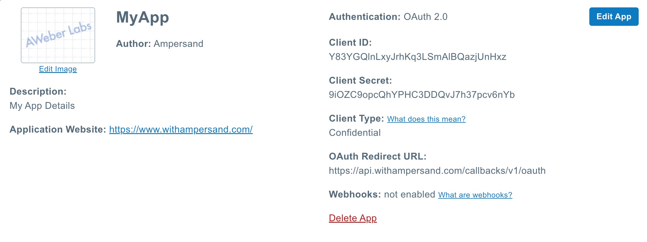 AWeber App Credentials