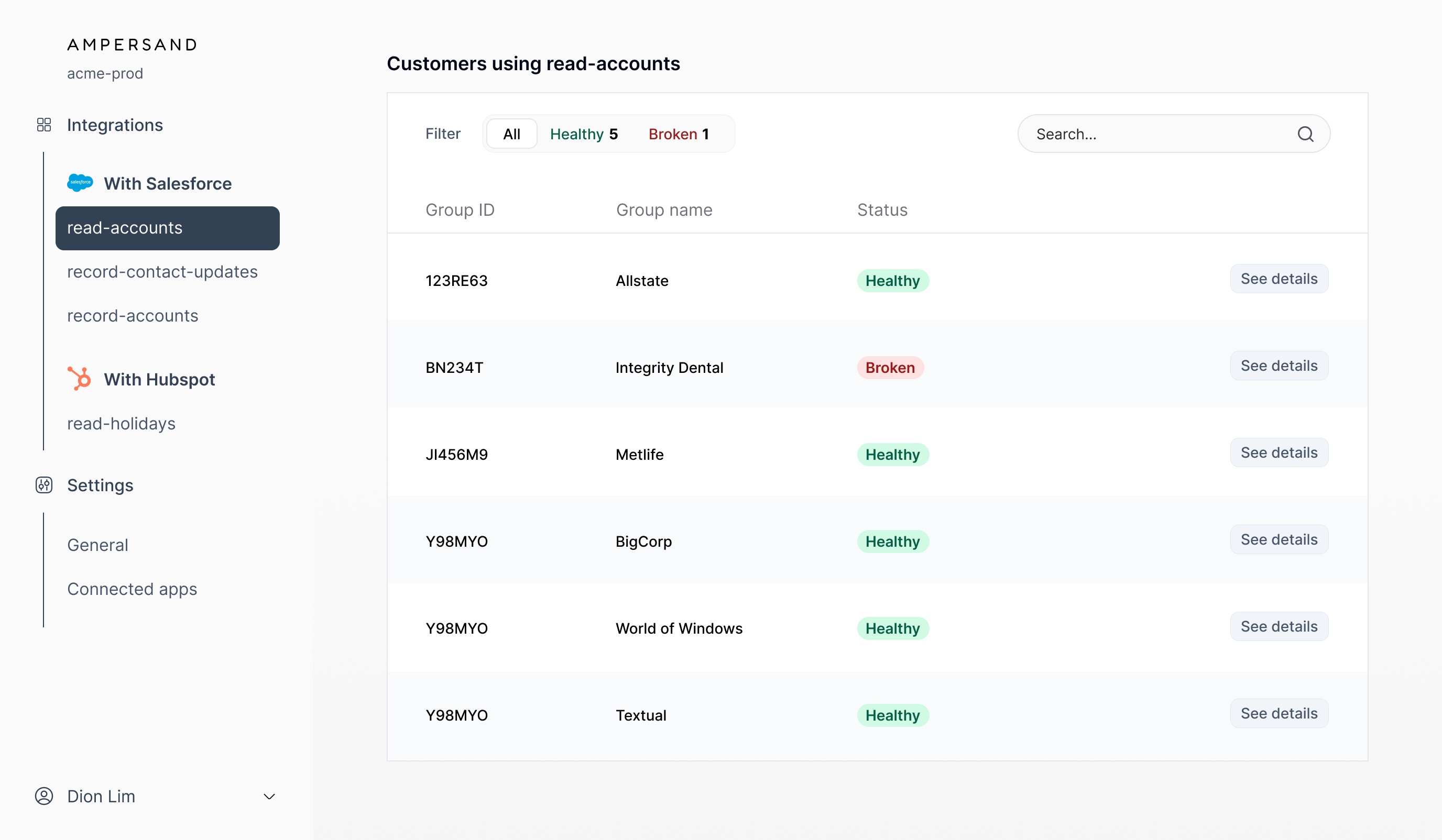 Ampersand Dashboard