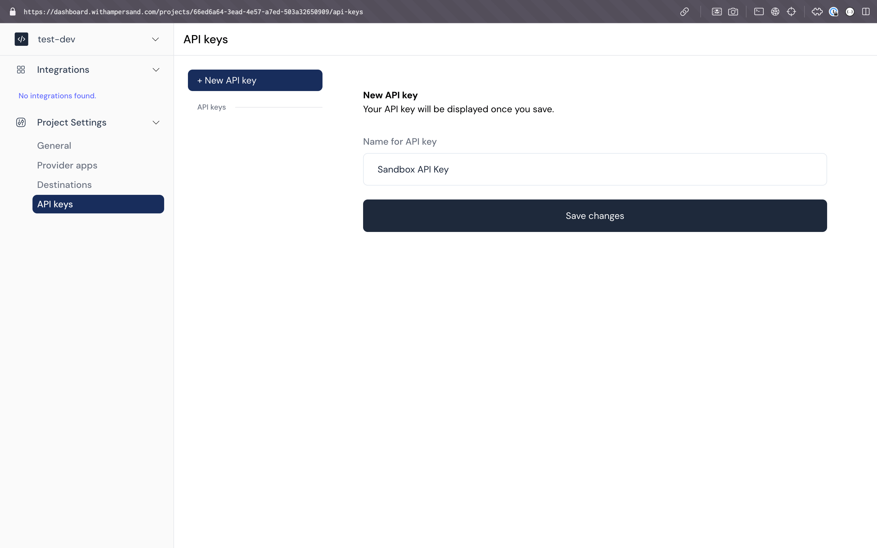 Generating an API key