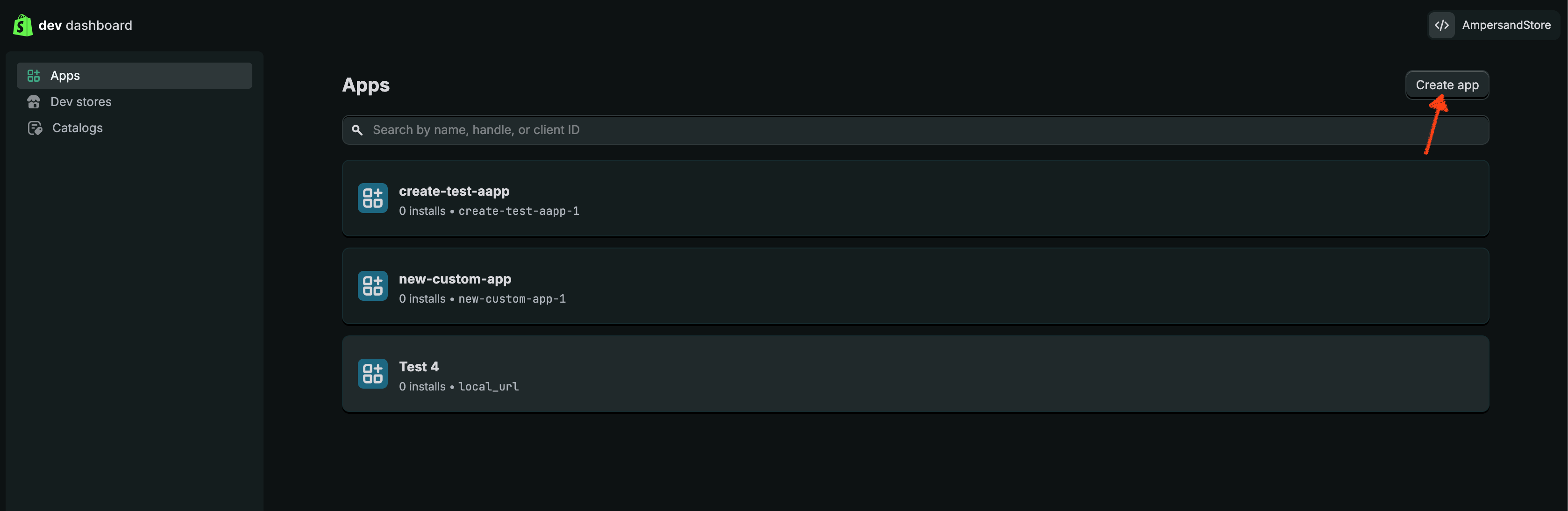 Shopify Partners dashboard (Apps)