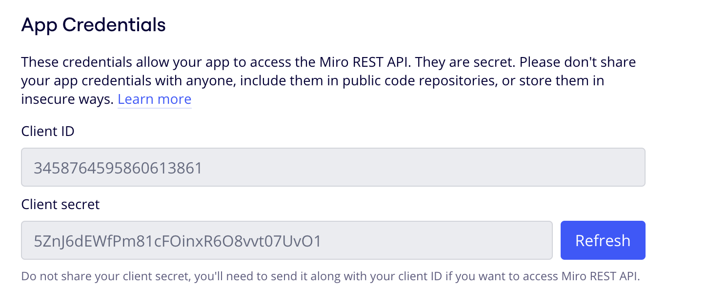 Miro App Credentials