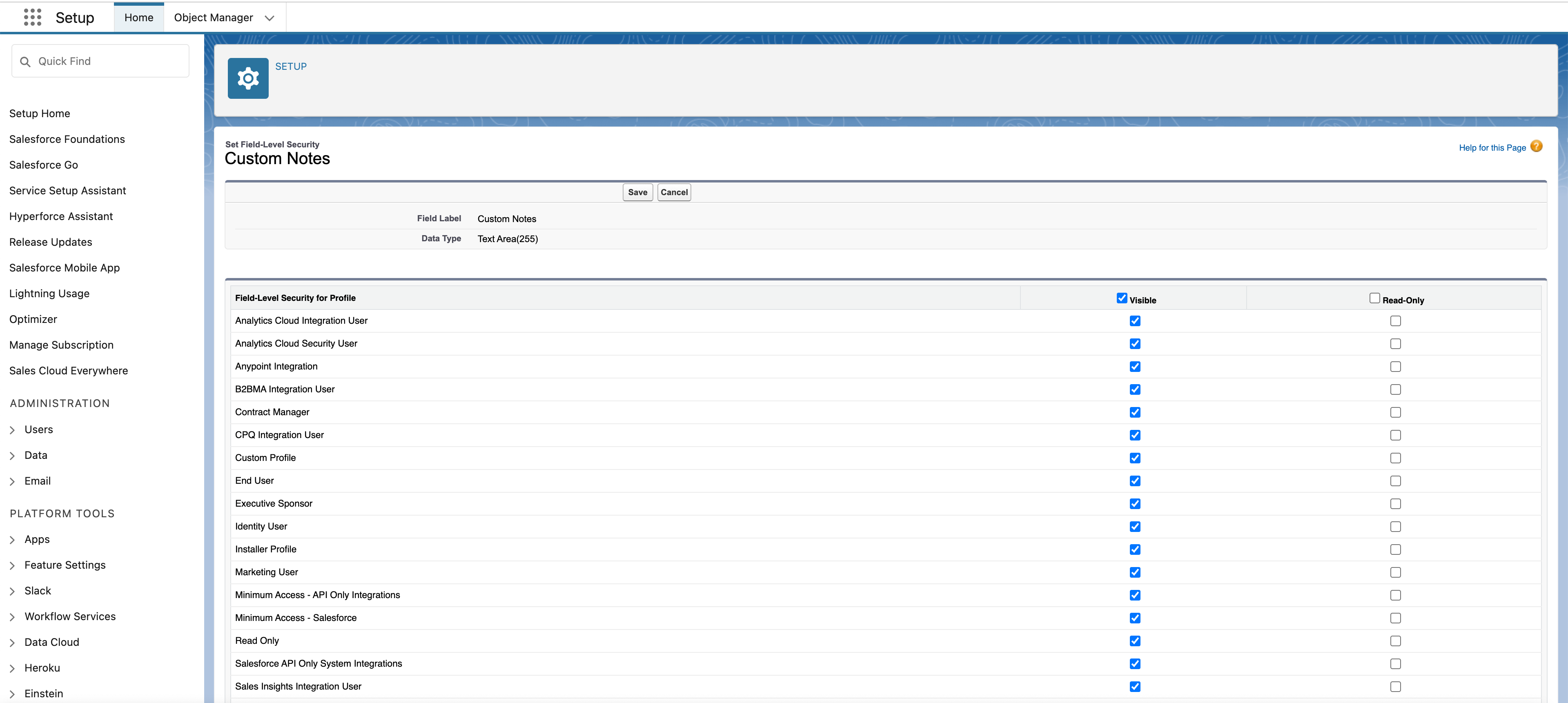 Check Visible for profile
