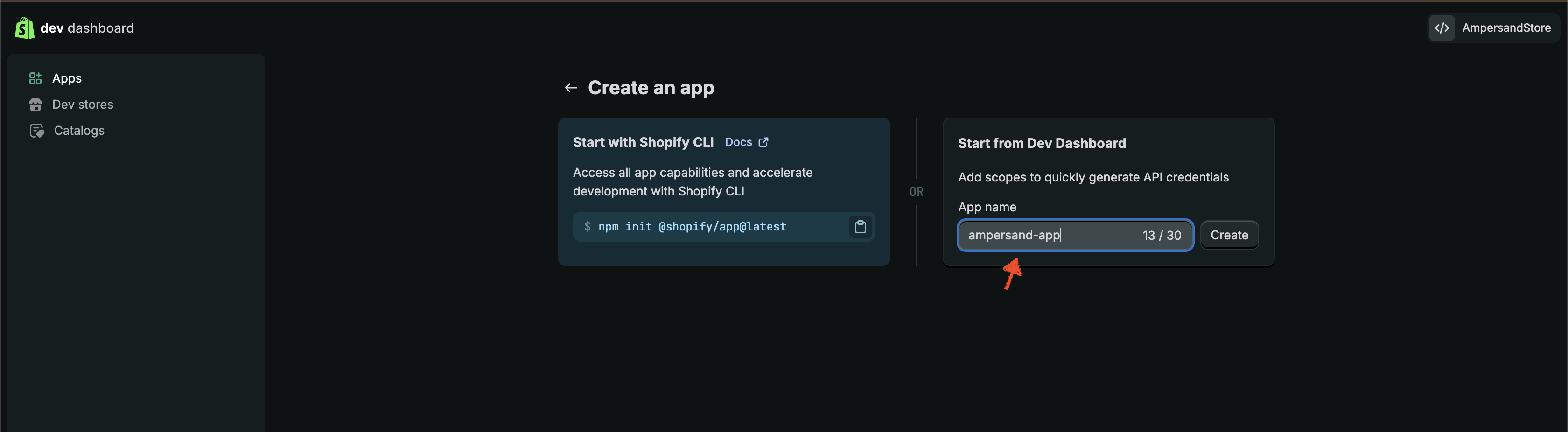 Shopify Partners dashboard (Apps)