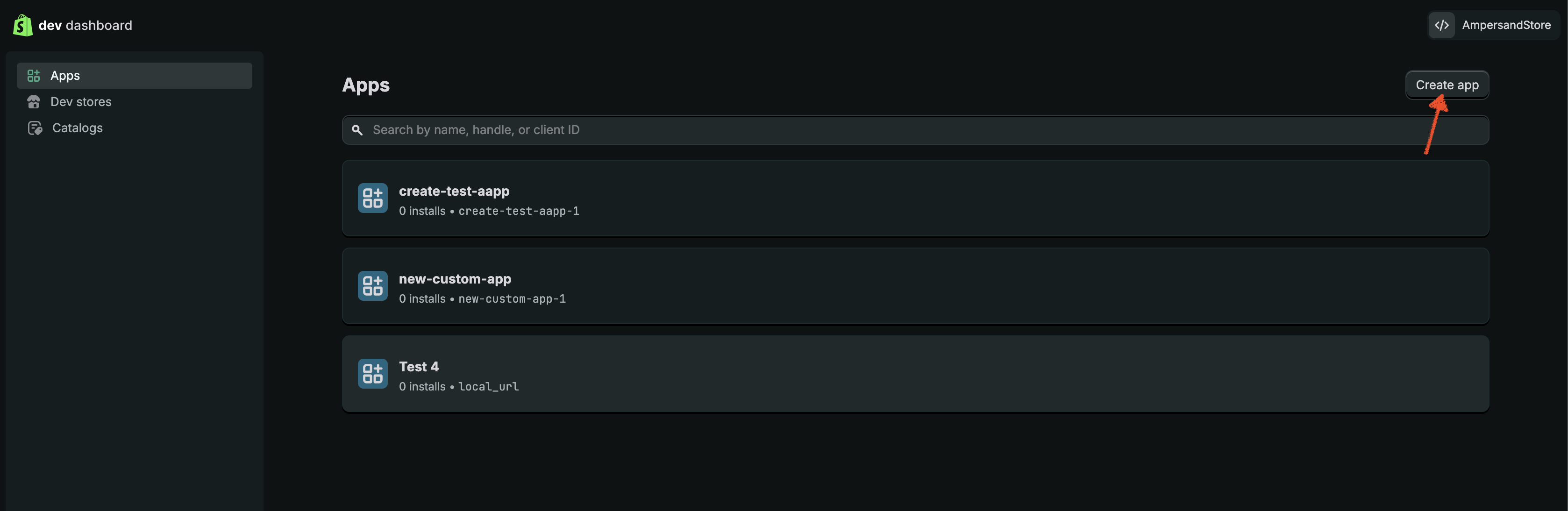 Shopify Partners dashboard (Apps)