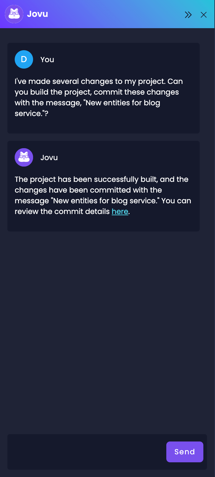 Build And Commit Project Changes with Jovu