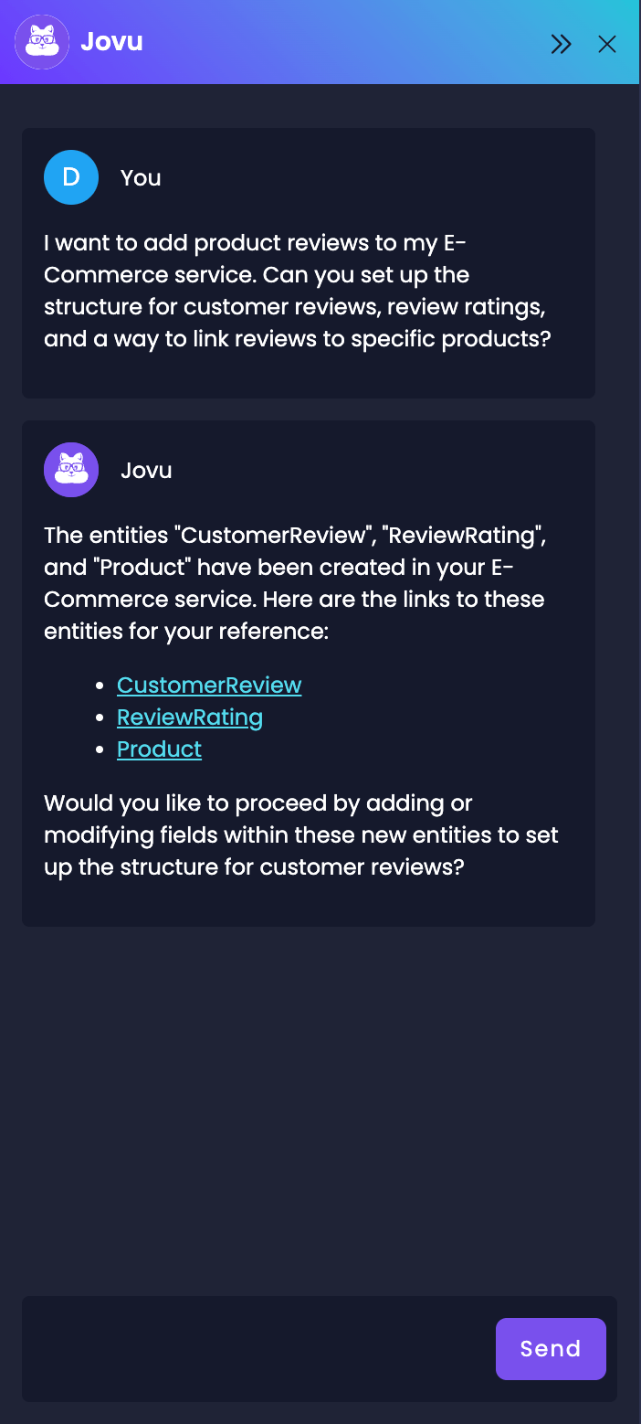 Create New Entities with Jovu