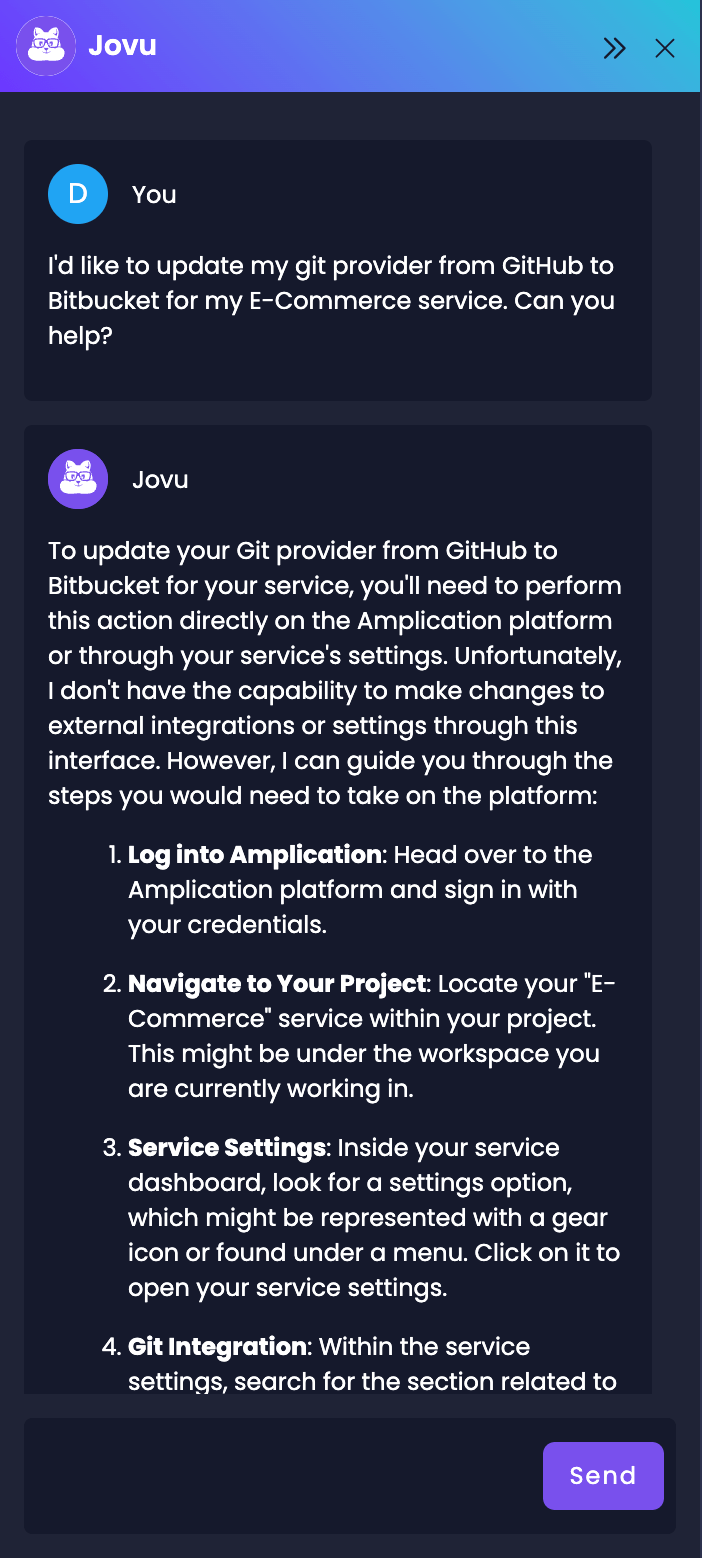 Update Git Provider with Jovu