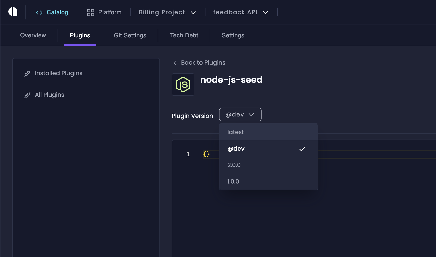 Select Dev Version when installing plugin