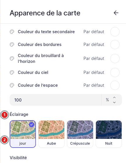Choix de l’éclairage du fond.