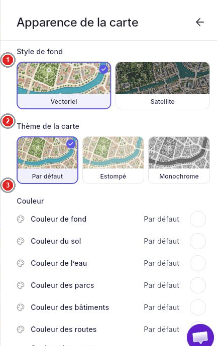 Choix du style et du thème de la carte.