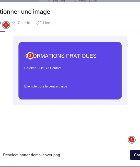 Sélection d’une image dans la médiathèque.