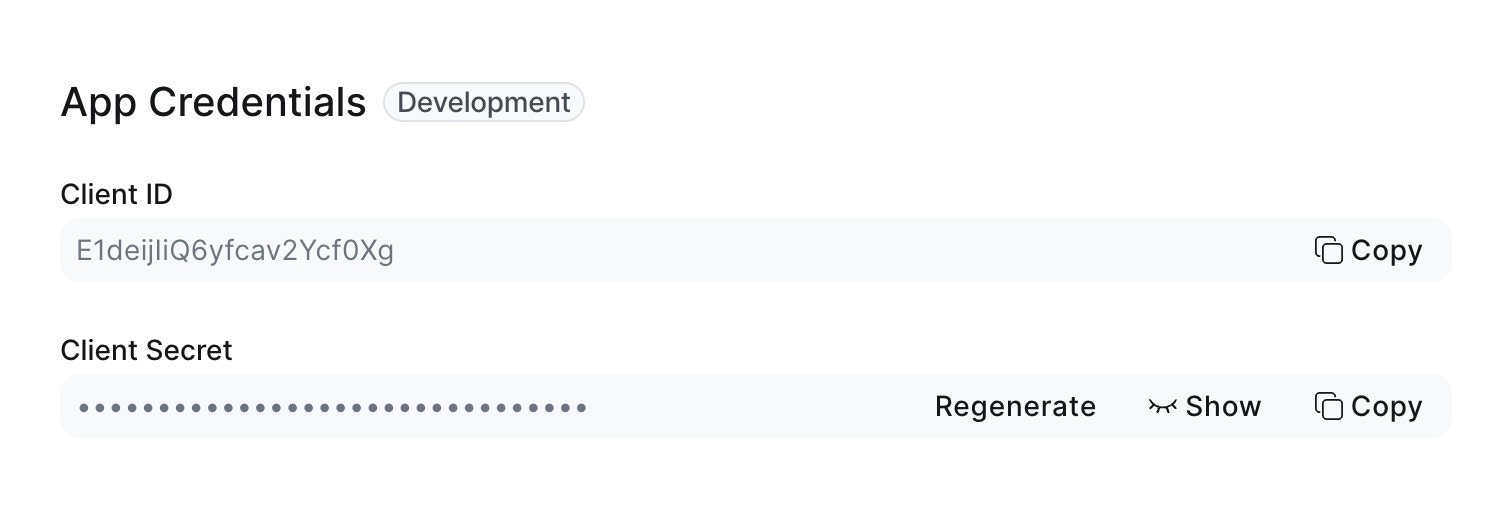 Zoom app Client ID and Client Secret