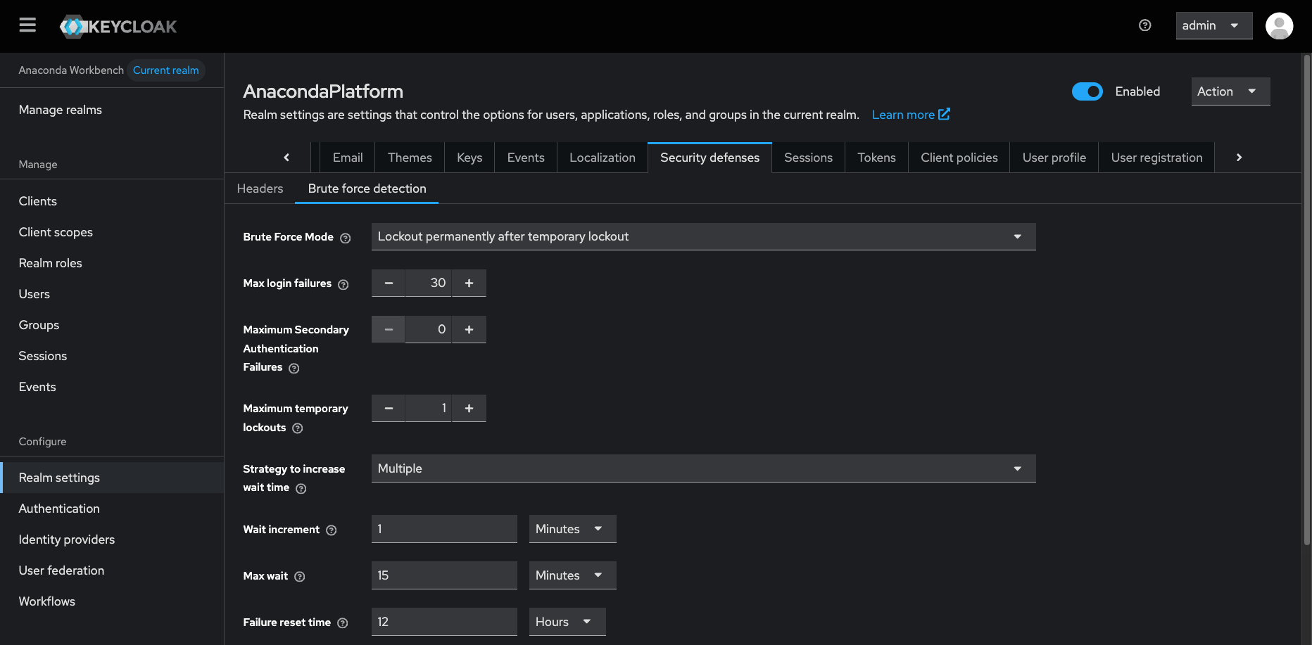 Brute Force Protection Settings