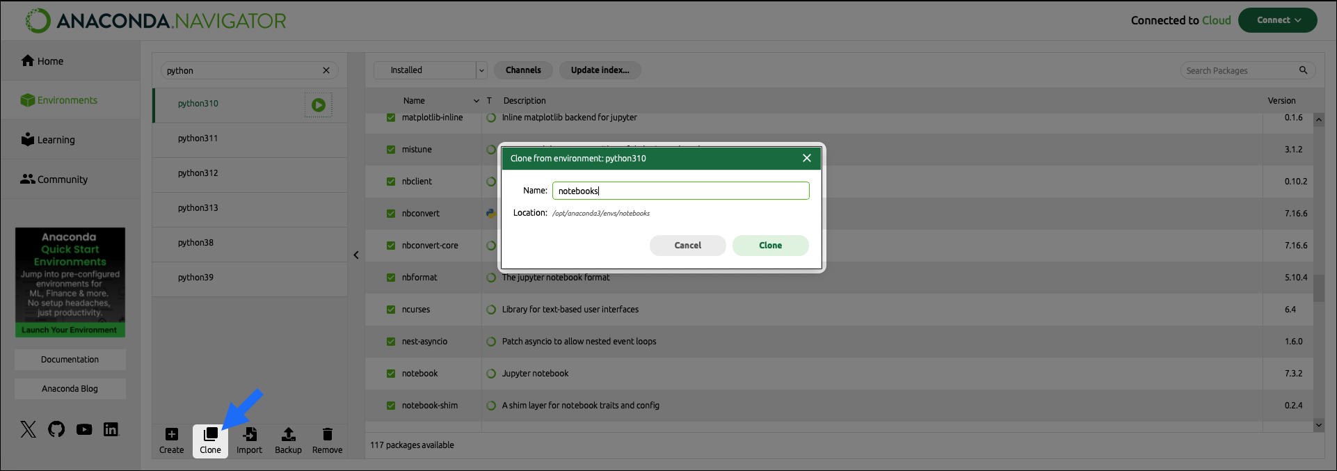 cloning an environment