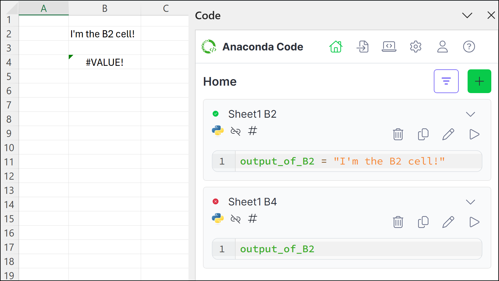 Two code cells in isolated mode where the second cell cannot access variables from the first