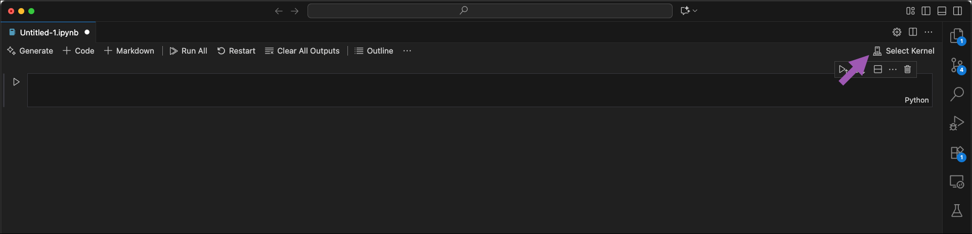 VSCode select kernel button