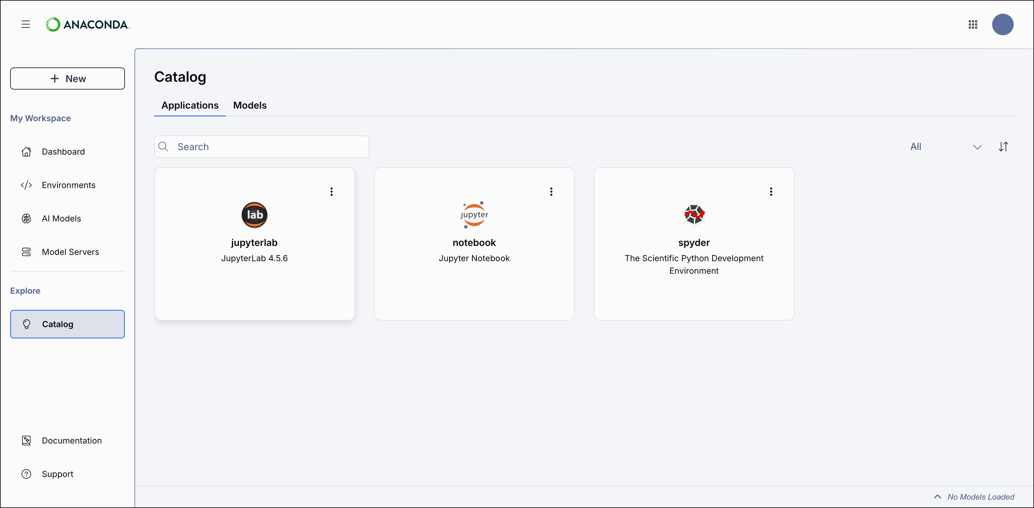 Application Catalog view